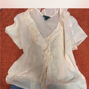 Ralph Lauren Cream Ruffle Blouse